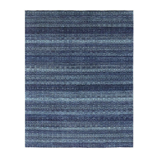 Modern and Contemporary Wool Hand Knotted Rug Blue No Border 8.0X10.2 -O079372