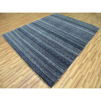 Modern and Contemporary Wool Hand Knotted Rug Blue No Border 8.0X10.2 -O079372