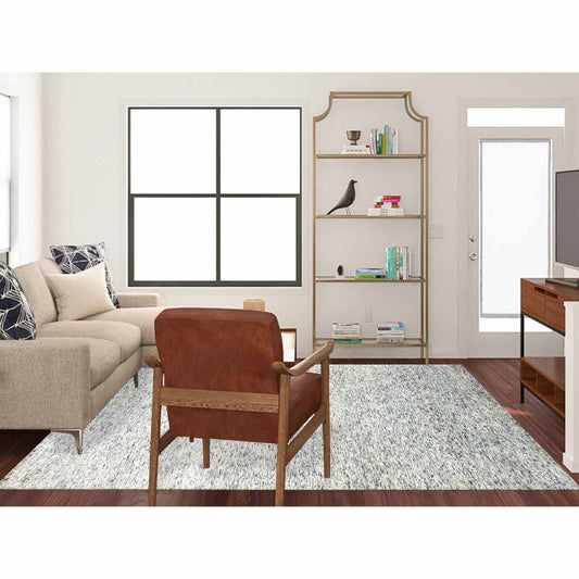 Modern and Contemporary Wool Hand Knotted Rug Beige No Border 8.0X10.1 -O079377