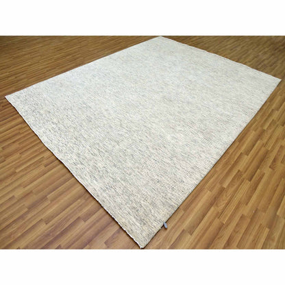 Modern and Contemporary Wool Hand Knotted Rug Beige No Border 8.0X10.1 -O079377