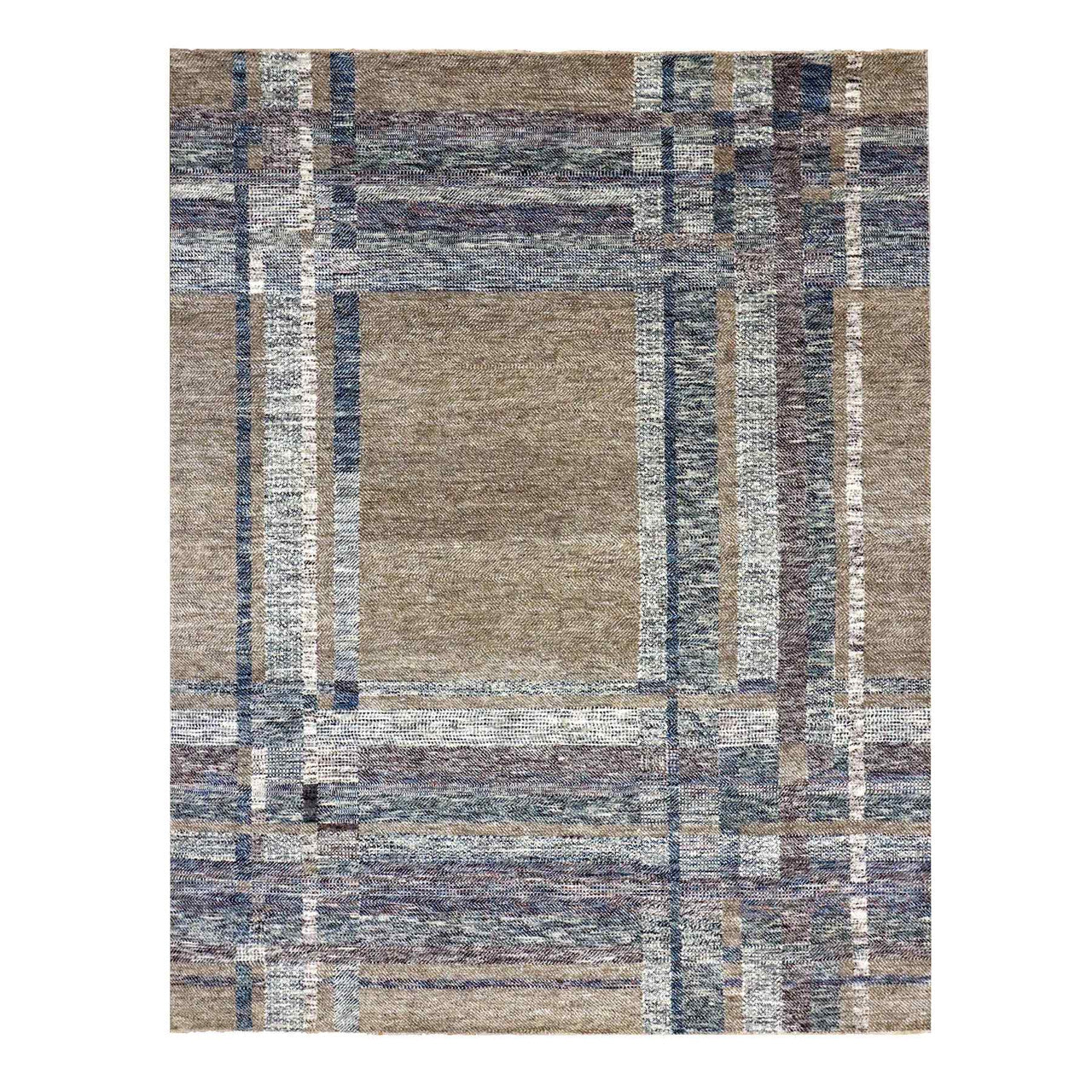 Brown 8'2" x 10'2" Modern and Contemporary Hand knotted Wool Rug - Sku: O079378
