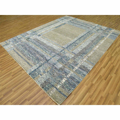 Modern and Contemporary Wool Hand Knotted Rug Brown No Border 8.2X10.2 -O079378