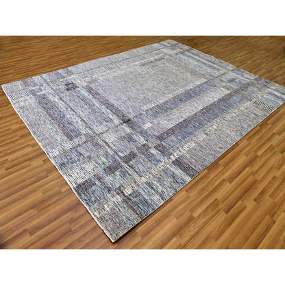 Modern and Contemporary Wool Hand Knotted Rug Beige No Border 8.0X10.2 -O079379