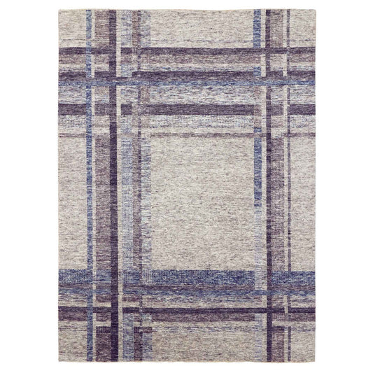 Modern and Contemporary Wool Hand Knotted Rug Grey No Border 9.0X12.1 -O079381
