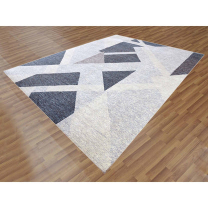 Modern and Contemporary Wool Hand Knotted Rug Grey No Border 11.10X15.2 -O079399