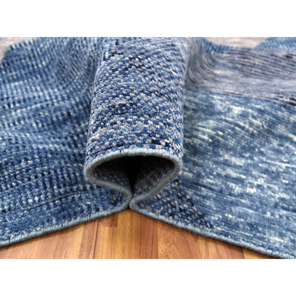 Modern and Contemporary Wool Hand Knotted Rug Blue No Border 12.0X15.5 -O079404