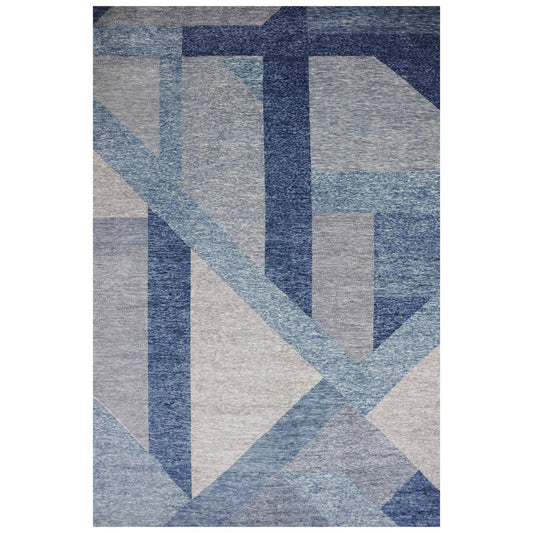 Modern and Contemporary Wool Hand Knotted Rug Blue No Border 12.2X18.3 -O079405