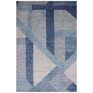 Modern and Contemporary Wool Hand Knotted Rug Blue No Border 12.2X18.3 -O079405