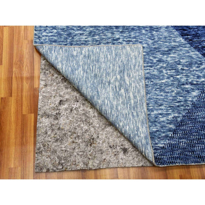 Modern and Contemporary Wool Hand Knotted Rug Blue No Border 12.2X18.3 -O079405