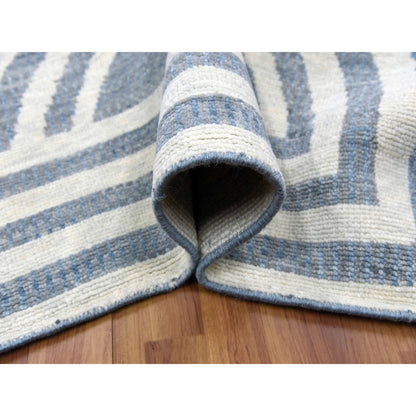 Modern and Contemporary Wool Hand Knotted Rug Blue No Border 12.2X18.4 -O079409