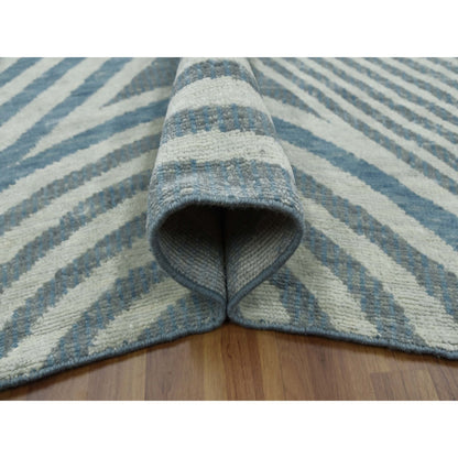 Modern and Contemporary Wool Hand Knotted Rug Blue No Border 12.2X15.2 -O079410