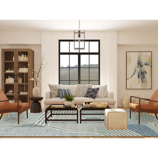 Modern and Contemporary Wool Hand Knotted Rug Blue No Border 9.1X12.1 -O079411