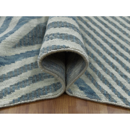 Modern and Contemporary Wool Hand Knotted Rug Blue No Border 9.1X12.1 -O079411