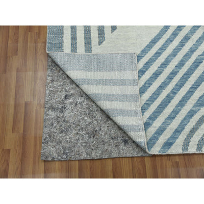 Modern and Contemporary Wool Hand Knotted Rug Blue No Border 10.1X14.0 -O079412