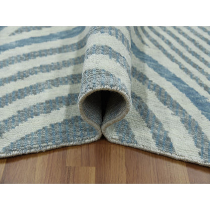 Modern and Contemporary Wool Hand Knotted Rug Blue No Border 10.1X14.0 -O079412