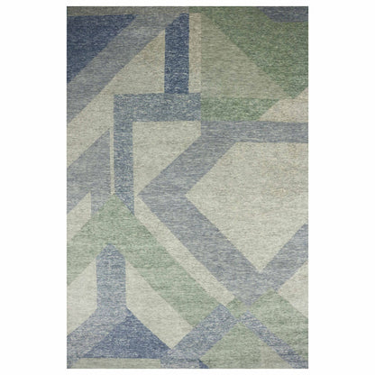 Modern and Contemporary Wool Hand Knotted Rug Green No Border 12.2X18.3 -O079414
