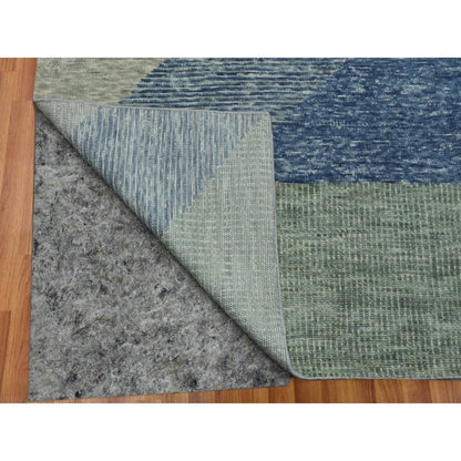 Modern and Contemporary Wool Hand Knotted Rug Green No Border 12.2X18.3 -O079414