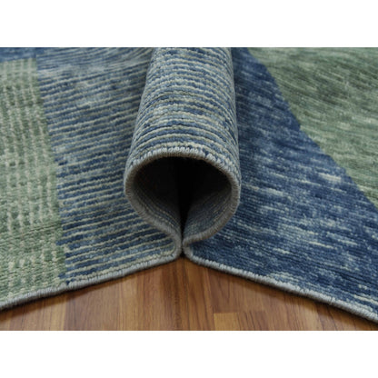 Modern and Contemporary Wool Hand Knotted Rug Green No Border 12.2X18.3 -O079414