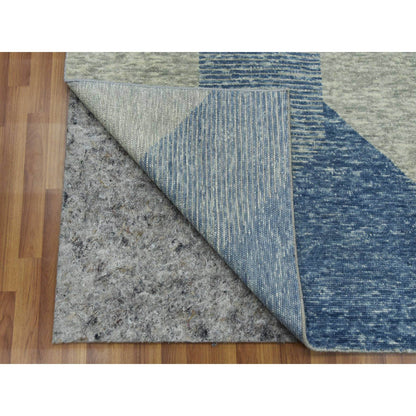 Modern and Contemporary Wool Hand Knotted Rug Green No Border 10.0X14.0 -O079416