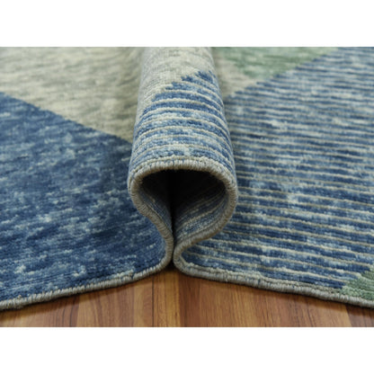 Modern and Contemporary Wool Hand Knotted Rug Green No Border 10.0X14.0 -O079416