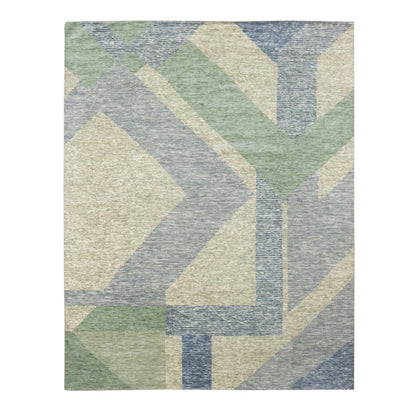 Modern and Contemporary Wool Hand Knotted Rug Green No Border 8.2X10.4 -O079418