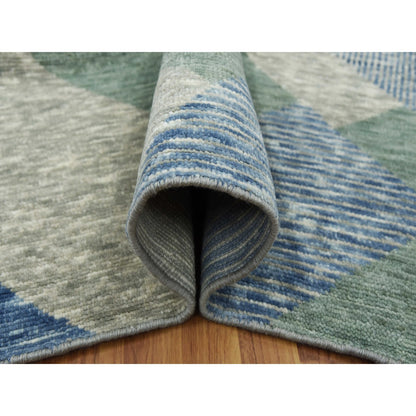 Modern and Contemporary Wool Hand Knotted Rug Green No Border 8.2X10.4 -O079418