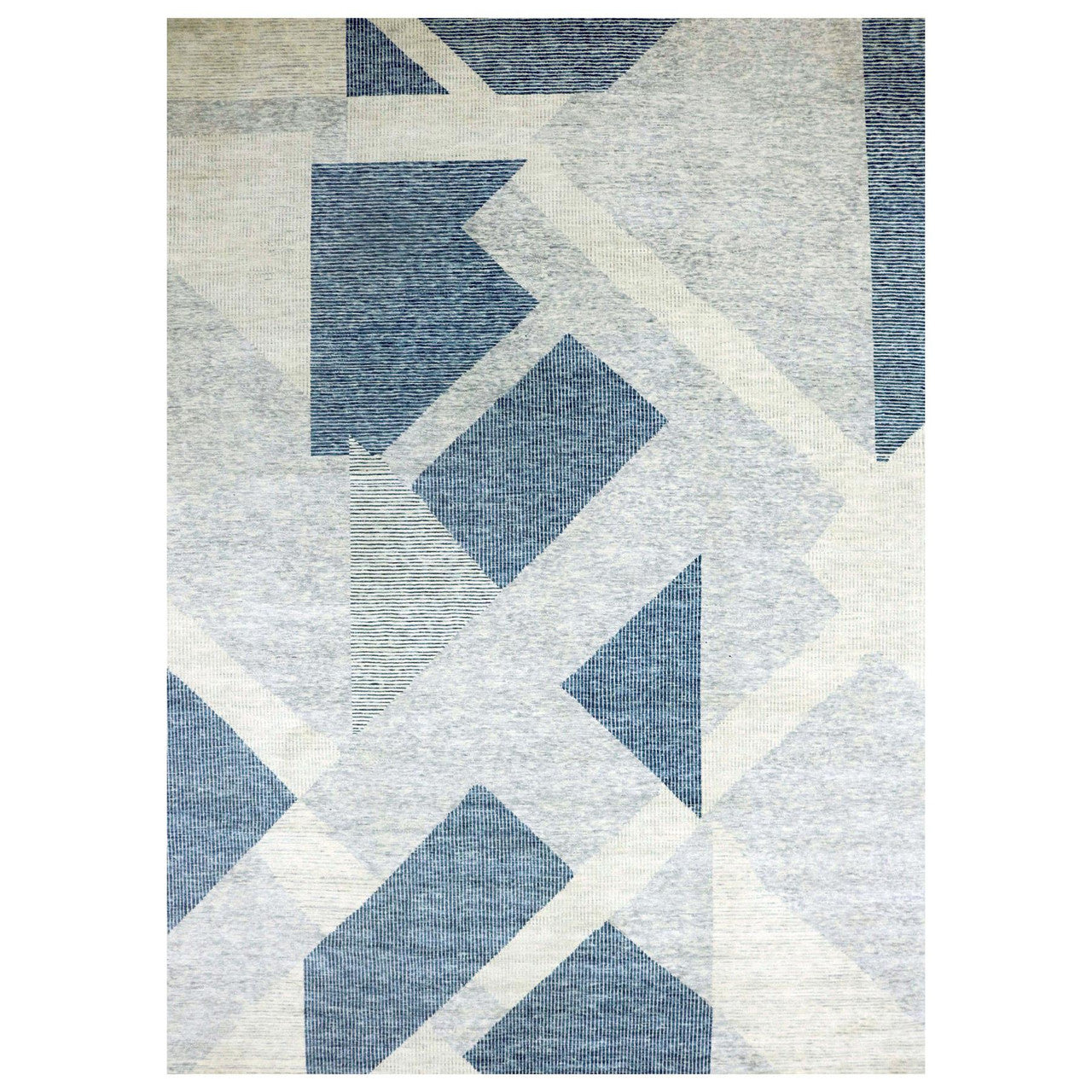 Blue 12'1" x 18'4" Modern and Contemporary Hand knotted Wool Rug - Sku: O079420