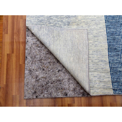 Modern and Contemporary Wool Hand Knotted Rug Blue No Border 12.1X18.4 -O079420