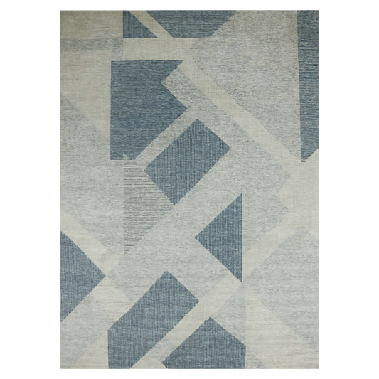 Modern and Contemporary Wool Hand Knotted Rug Blue No Border 10.2X14.2 -O079422
