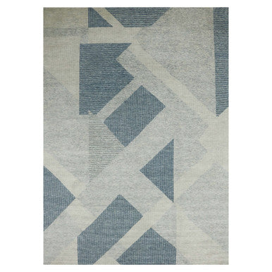 Modern and Contemporary Wool Hand Knotted Rug Blue No Border 10.2X14.2 -O079422