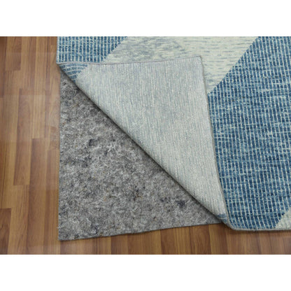 Modern and Contemporary Wool Hand Knotted Rug Blue No Border 10.2X14.2 -O079422