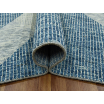 Modern and Contemporary Wool Hand Knotted Rug Blue No Border 10.2X14.2 -O079422