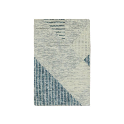 Modern and Contemporary Wool Hand Knotted Rug Blue No Border 2.0X3.0 -O079425