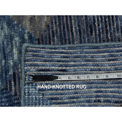 Modern and Contemporary Wool Hand Knotted Rug Blue No Border 2.0X3.0 -O079426