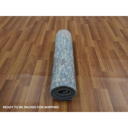 Modern and Contemporary Wool Hand Knotted Rug Blue No Border 2.0X3.0 -O079426