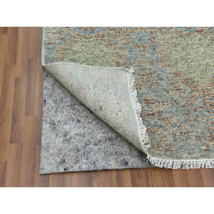 Modern and Contemporary Wool Hand Knotted Rug Green No Border 10.0X14.2 -O079436