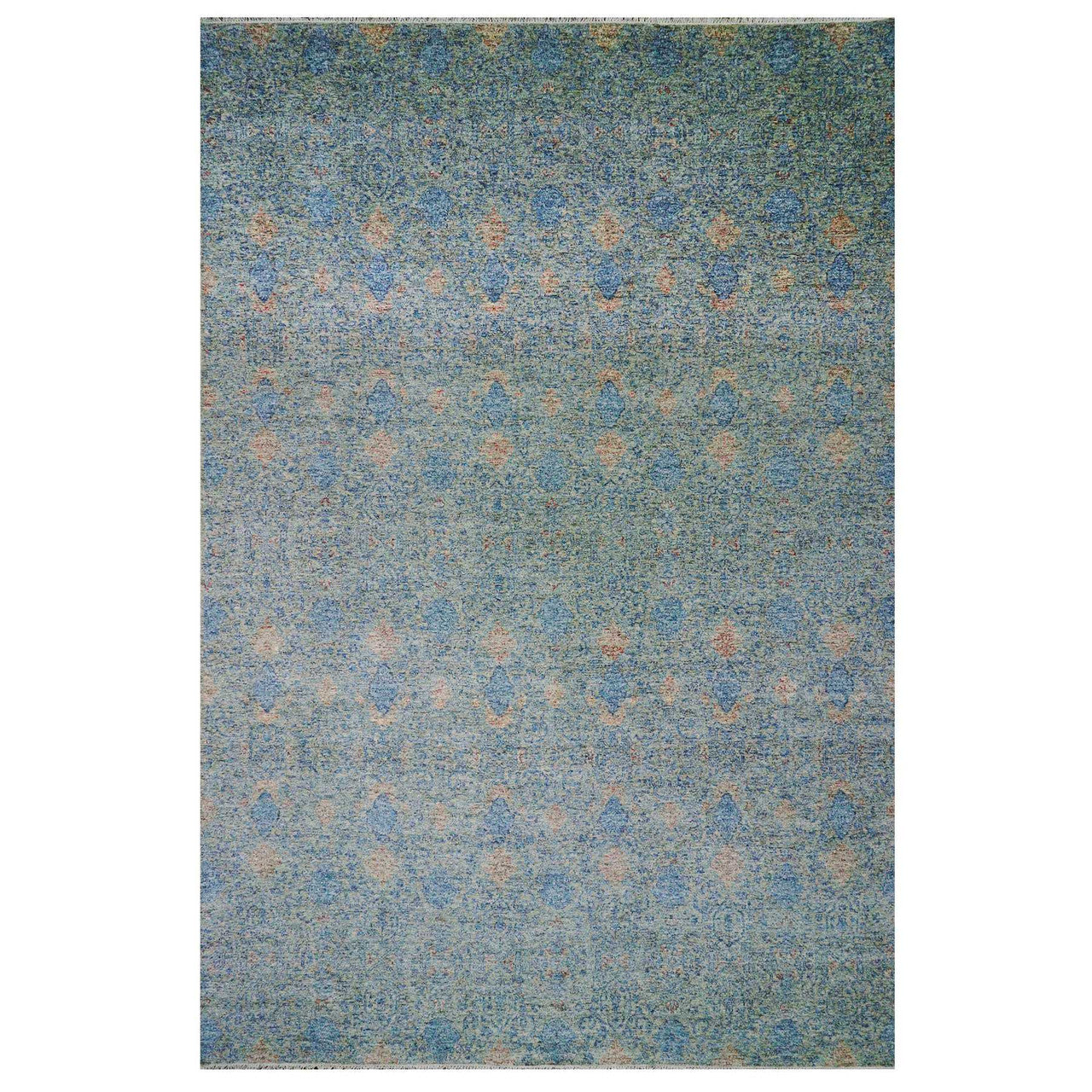Blue 11'10" x 17'10" Modern and Contemporary Hand knotted Wool Rug - Sku: O079441