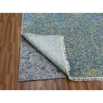 Modern and Contemporary Wool Hand Knotted Rug Blue Light Blue 11.10X17.10 -O079441