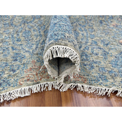 Modern and Contemporary Wool Hand Knotted Rug Blue Light Blue 11.10X17.10 -O079441