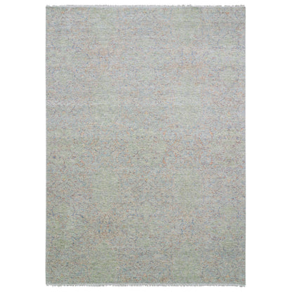 Modern and Contemporary Wool Hand Knotted Rug Green No Border 10.0X14.0 -O079442