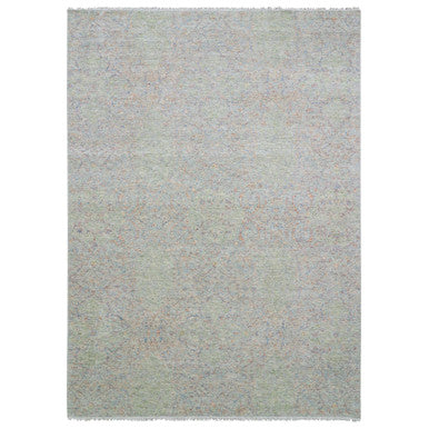 Modern and Contemporary Wool Hand Knotted Rug Green No Border 10.0X14.0 -O079442