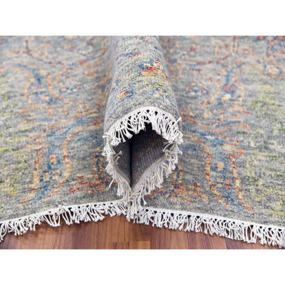 Modern and Contemporary Wool Hand Knotted Rug Green No Border 10.0X14.0 -O079442