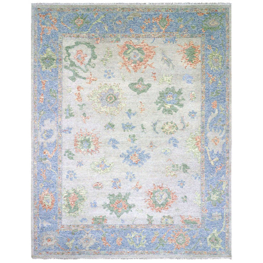 Oushak And Peshawar Wool Hand Knotted Rug Grey Blue 11.10X15.0 -O079444