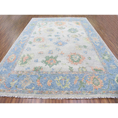 Oushak And Peshawar Wool Hand Knotted Rug Grey Blue 11.10X15.0 -O079444