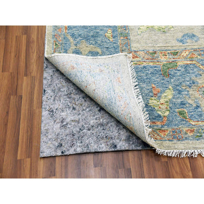 Oushak And Peshawar Wool Hand Knotted Rug Grey Blue 11.10X15.0 -O079444