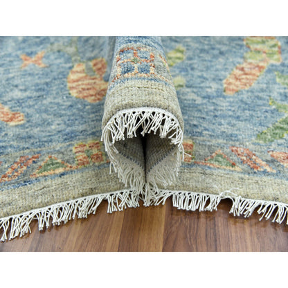 Oushak And Peshawar Wool Hand Knotted Rug Grey Blue 11.10X15.0 -O079444