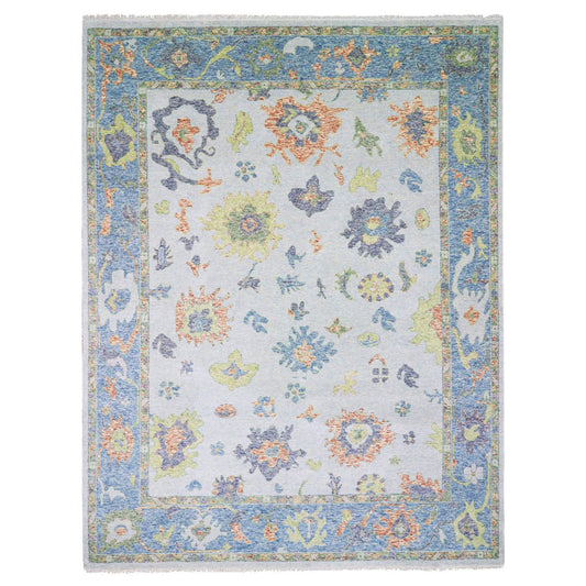 Oushak And Peshawar Wool Hand Knotted Rug Blue Blue 12.0X15.3 -O079448