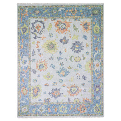 Oushak And Peshawar Wool Hand Knotted Rug Blue Blue 12.0X15.3 -O079448