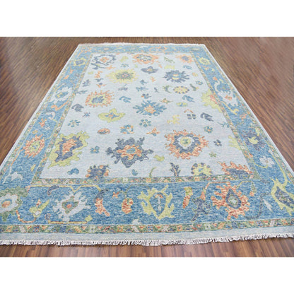 Oushak And Peshawar Wool Hand Knotted Rug Blue Blue 12.0X15.3 -O079448