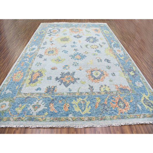Oushak And Peshawar Wool Hand Knotted Rug Blue Blue 12.0X15.3 -O079448